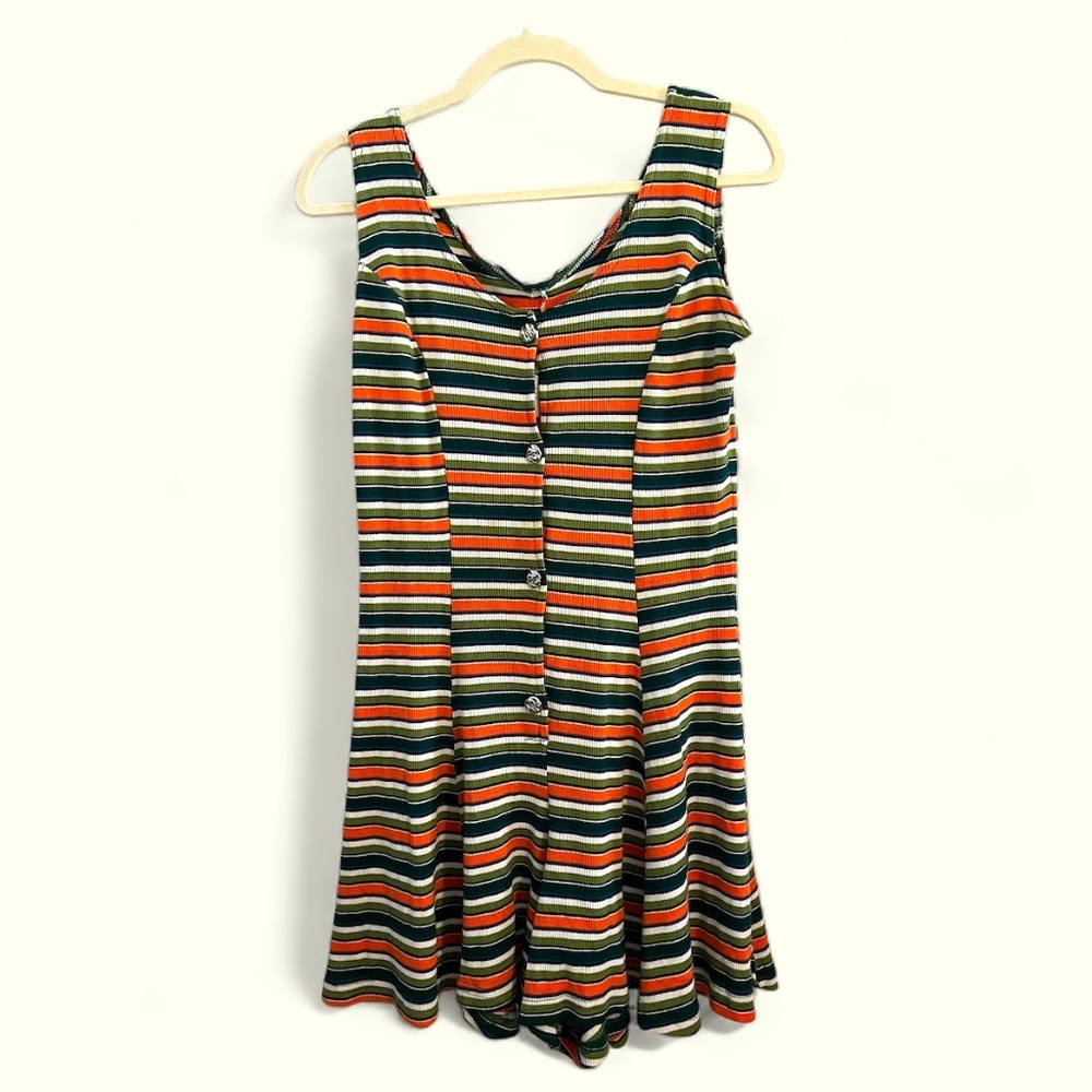 Thrifted Gem- Vintage Striped 1970's 70s Disco Romper JUMP USA CLOTHING